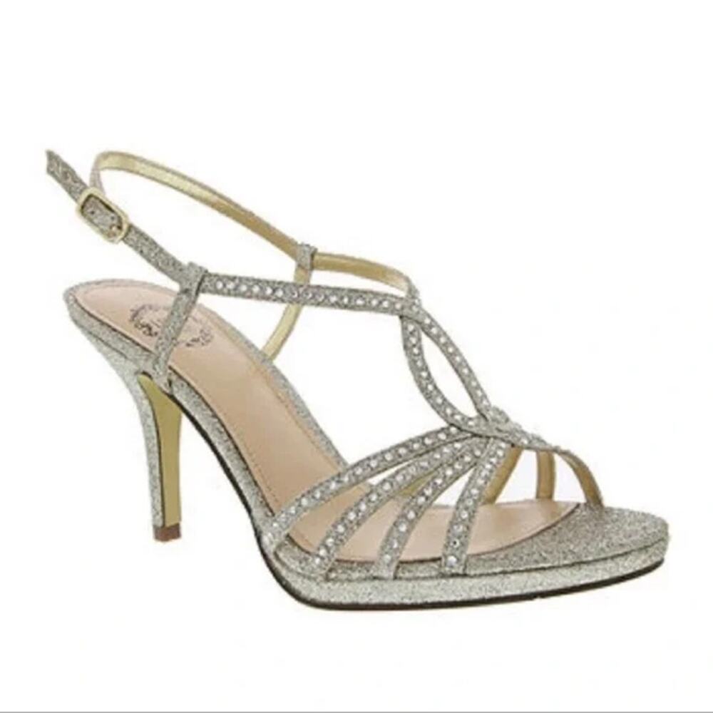 I. Miller Platino Embellished Rhinestone Heeled Sandals Women's Size 7